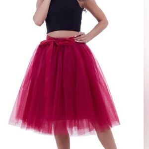 Elegant Red Tulle Skirt